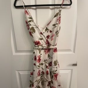 White floral mini dress